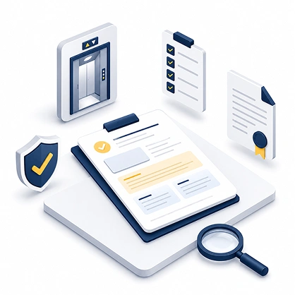 Elevator compliance and document reference illustration