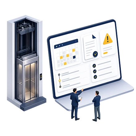 Elevator maintenance dashboard illustration