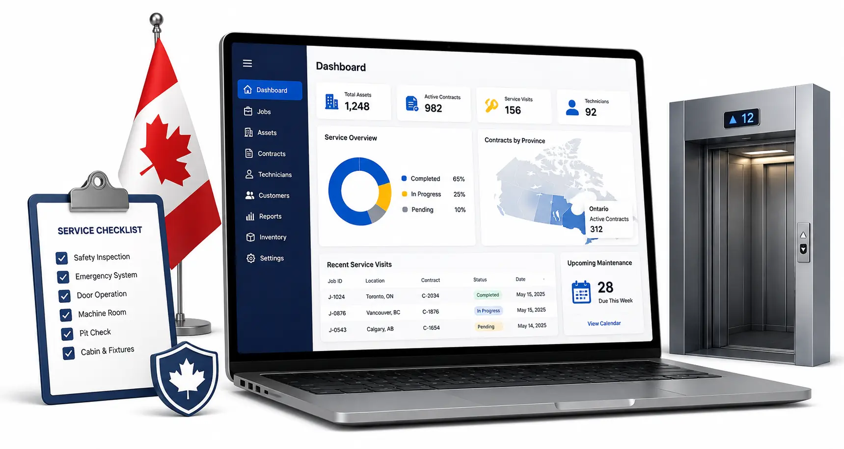 Elevator service software for Canadian contractors