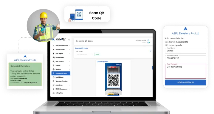 Elevator service software on mobile display