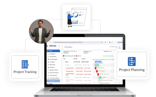 Elevator service software on mobile display